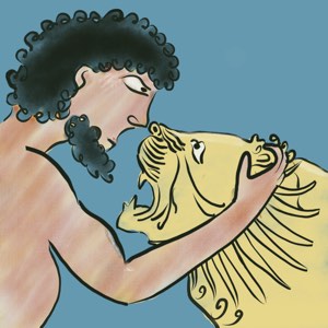 Heracles and the Nemean Lion - thumb by Bertie of Storynory